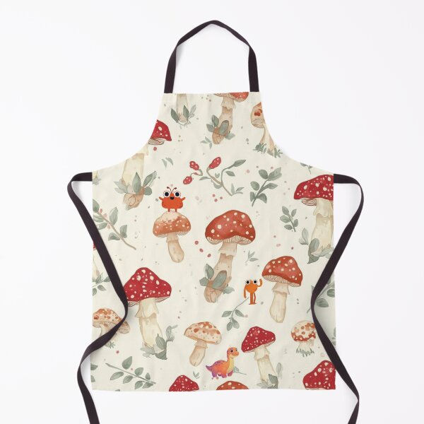 Item preview, Cute Mushroom Pattern with Little Dinosaurs and Bugs Cottagecore Art designed and sold by bakosshops.