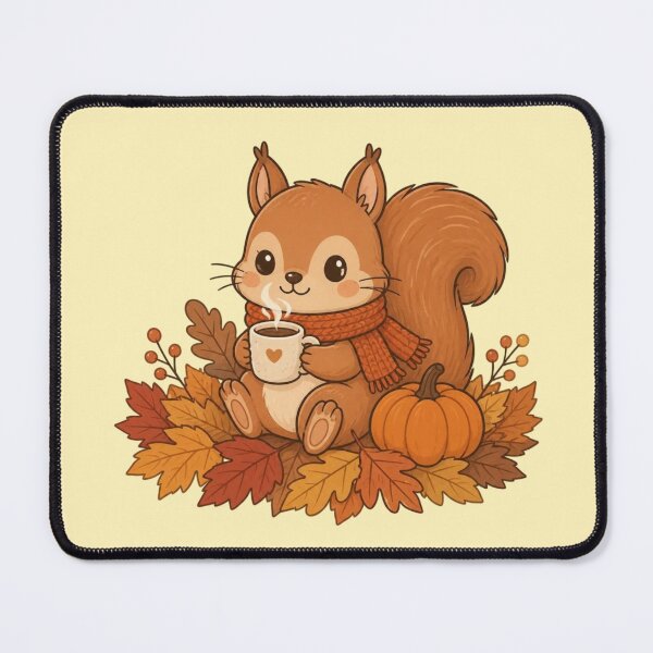 Item preview, Cozy Autumn Squirrel Coffee & Pumpkin Gift designed and sold by creativerooney.