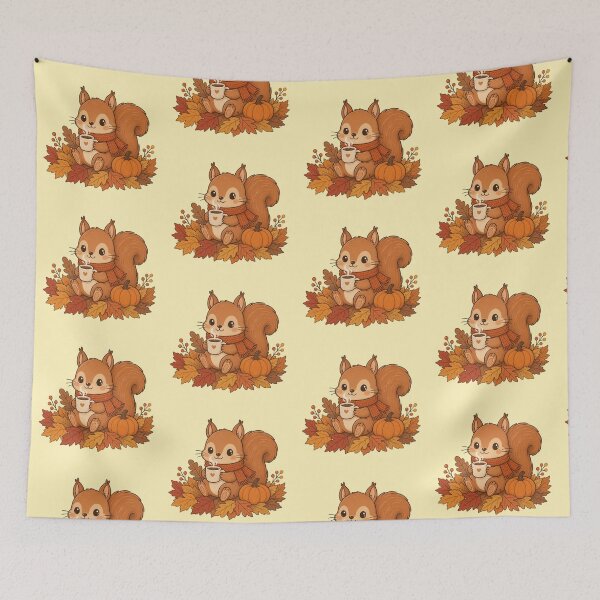 Item preview, Cozy Autumn Squirrel Coffee & Pumpkin Gift designed and sold by creativerooney.