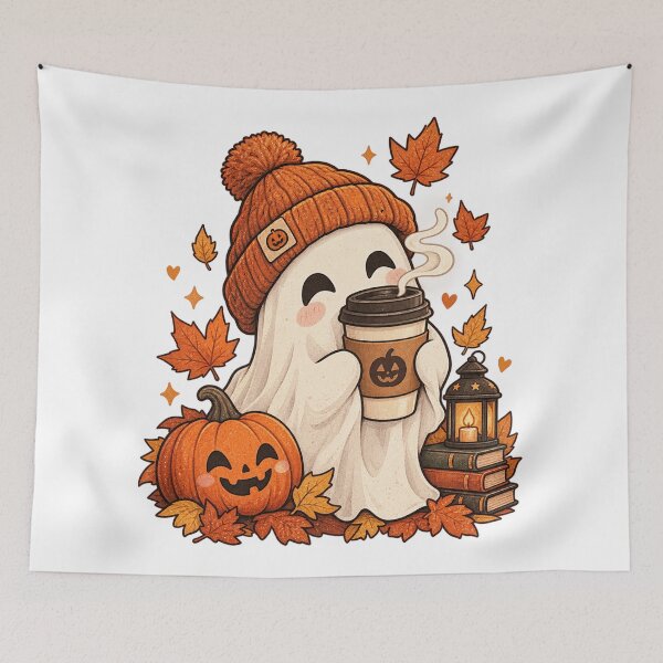 Item preview, Cozy Halloween Ghost Pumpkin Halloween Coffee Lover Fall Season Design designed and sold by Drifka.