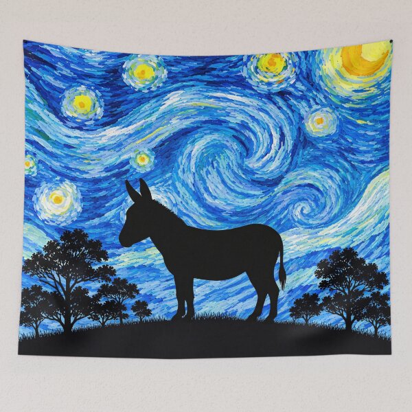 Item preview, Funny Donkey Starry Night Painting Moon Star Zoo Boys Girls designed and sold by FurryHavenPH.