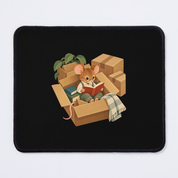 Item preview, Cozy Mouse Reading in a Moving Box designed and sold by AMICO77.