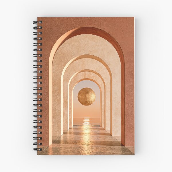 Item preview, Terracotta Sunset Arches and Golden Sphere Minimalist Print designed and sold by MargaretWiktor.