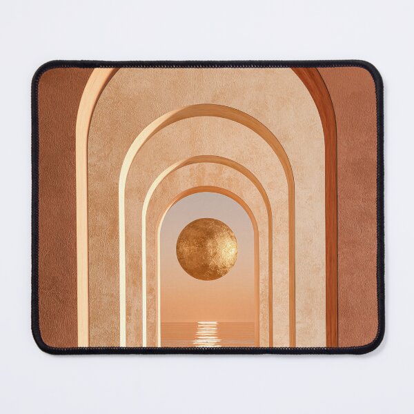 Item preview, Terracotta Sunset Arches and Golden Sphere Minimalist Print designed and sold by MargaretWiktor.