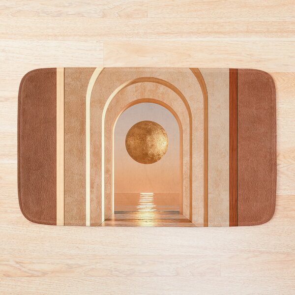 Item preview, Terracotta Sunset Arches and Golden Sphere Minimalist Print designed and sold by MargaretWiktor.