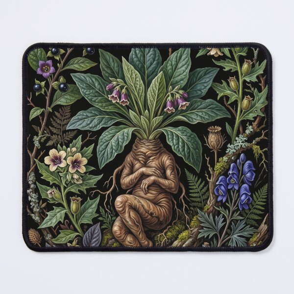 Item preview, Dark Botanical Mandragora Officinarum, Mandrake Herbal Illustration I designed and sold by Yaremchuk.