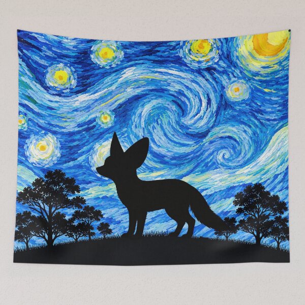 Item preview, Funny Fennec Fox Starry Night Painting Moon Star Zoo Boys Girls designed and sold by FurryHavenPH.