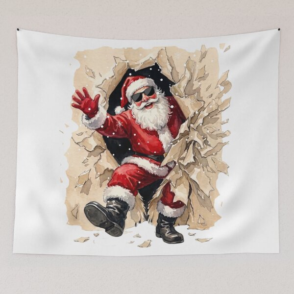 Item preview, Santa Claus with cool sunglasses tearing wrapping paper designed and sold by VibranPalette.