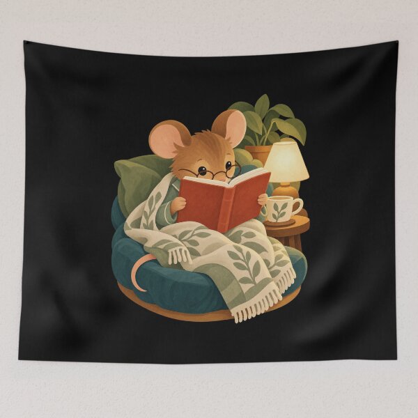 Item preview, Cozy Mouse Reading Under a Soft Blanket designed and sold by AMICO77.