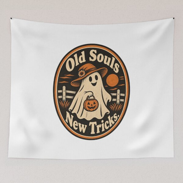 Item preview, Old Souls New Tricks Vintage Cottagecore Ghost Halloween  designed and sold by Neon Bones Studio.
