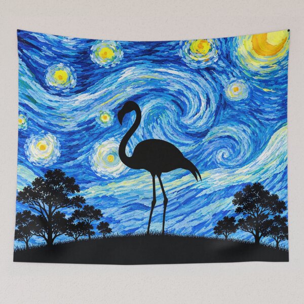 Item preview, Funny Flamingo Starry Night Painting Moon Star Zoo Boys Girls designed and sold by FurryHavenPH.