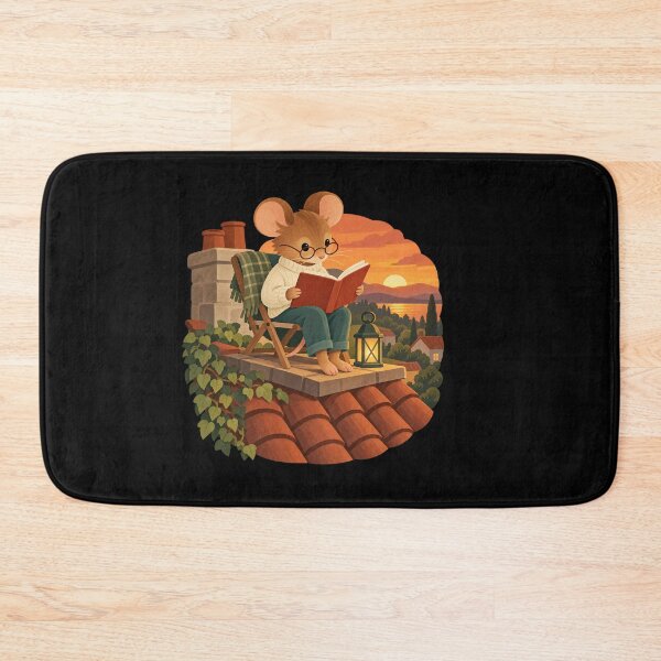 Item preview, Cozy Mouse Reading on a Rooftop at Sunset designed and sold by AMICO77.