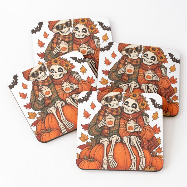 Item preview, Cozy Skeleton Couple Pumpkin Spice Autumn Halloween Love designed and sold by Drifka.