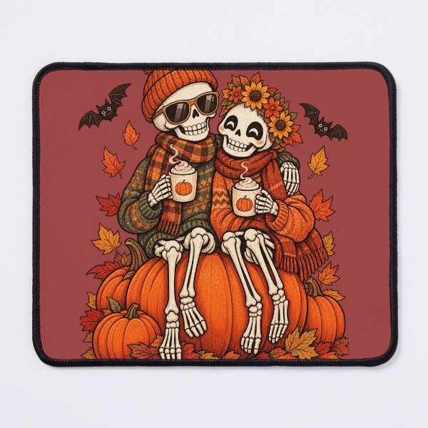 Item preview, Cozy Skeleton Couple Pumpkin Spice Autumn Halloween Love designed and sold by Drifka.