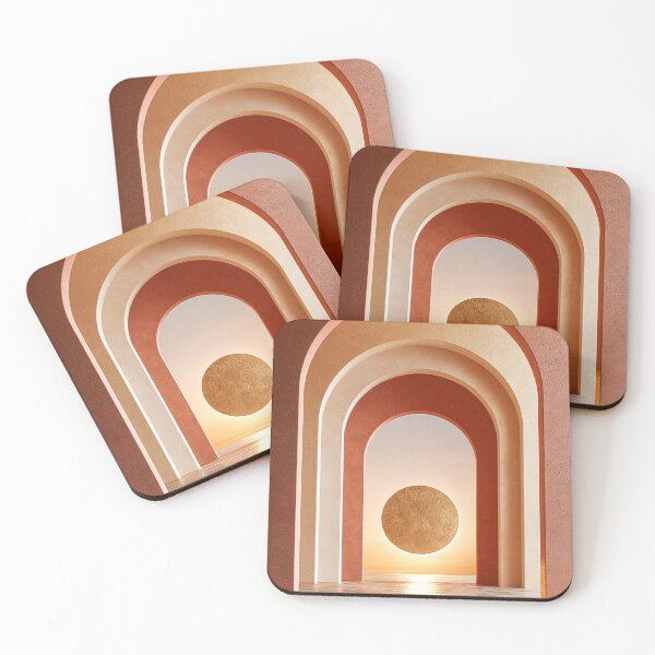 Item preview,  Terracotta Sunset Arches and Golden Sun Minimalist Print designed and sold by MargaretWiktor.