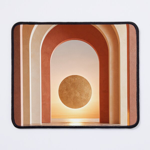 Item preview, Terracotta Sunset Arches and Golden Sun Minimalist Print designed and sold by MargaretWiktor.