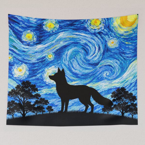 Item preview, Funny Fox Starry Night Painting Moon Star Zoo Boys Girls designed and sold by FurryHavenPH.