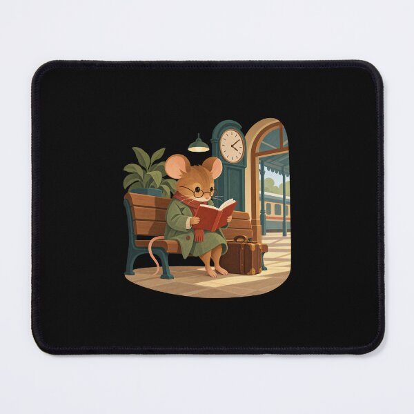 Item preview, Cozy Mouse Reading at a Railway Station designed and sold by AMICO77.