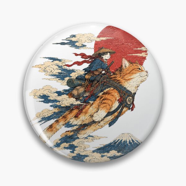 Item preview, Samurai Cat Riding Giant Cat Ukiyo E designed and sold by Dlvznbm.
