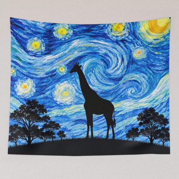 Item preview, Funny Giraffe Starry Night Painting Moon Star Zoo Boys Girls designed and sold by FurryHavenPH.
