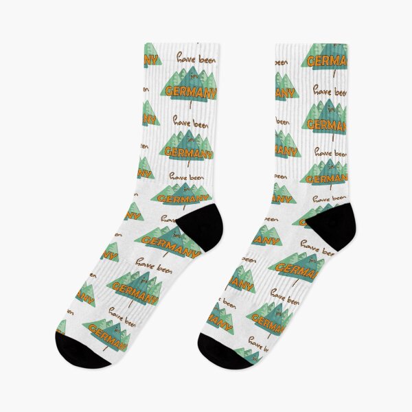 Item preview, I have been in Germany , drawing of a mountanis and yellow text designed and sold by Sock Garden.
