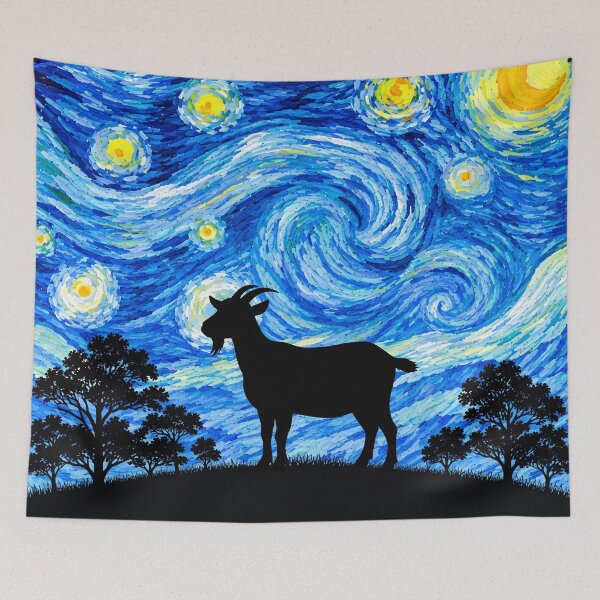 Item preview, Funny Goat Starry Night Painting Moon Star Zoo Boys Girls designed and sold by FurryHavenPH.
