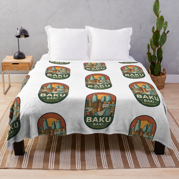 Item preview, Baku Azerbaijan Skyline Vintage Badge Illustration, Flame Towers Souvenir designed and sold by raedattia.