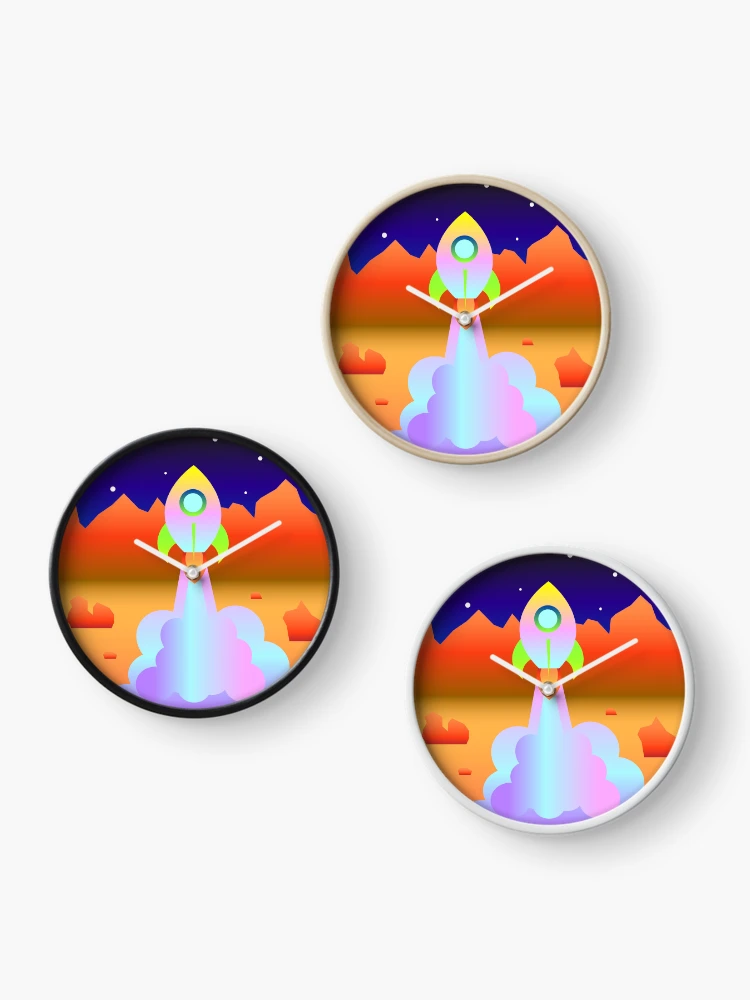 Thumbnail 3 of 4, Clock, Rocket Man designed and sold by ColorDesigns.