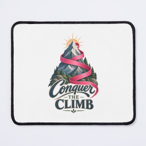 Item preview, Conquer The Climb Mountain Ribbon Cancer Support designed and sold by UniversPlant | Blooming with Hope.