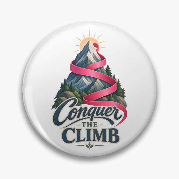 Item preview, Conquer The Climb Mountain Ribbon Cancer Support designed and sold by UniversPlant | Blooming with Hope.
