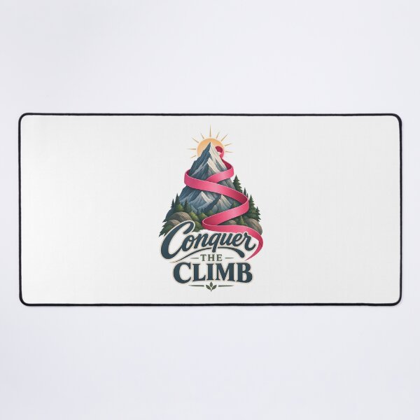 Item preview, Conquer The Climb Mountain Ribbon Cancer Support designed and sold by UniversPlant | Blooming with Hope.