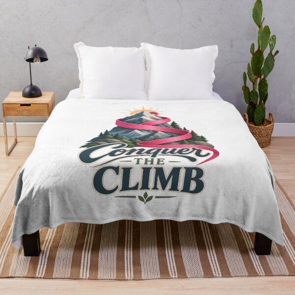 Item preview, Conquer The Climb Mountain Ribbon Cancer Support designed and sold by UniversPlant | Blooming with Hope.