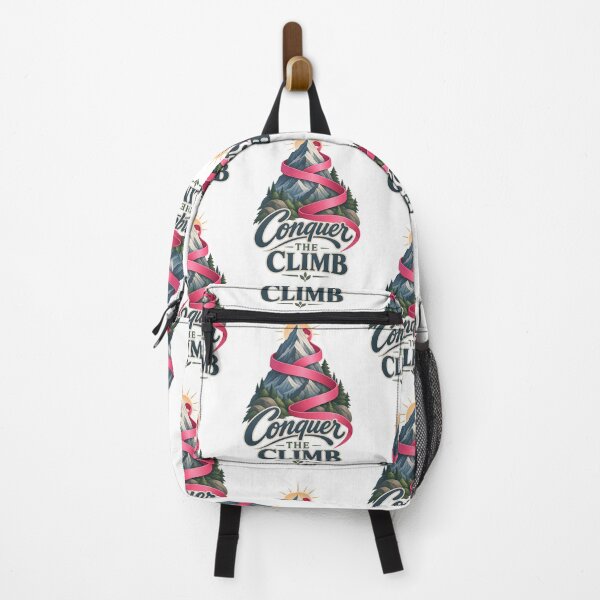 Item preview, Conquer The Climb Mountain Ribbon Cancer Support designed and sold by UniversPlant | Blooming with Hope.