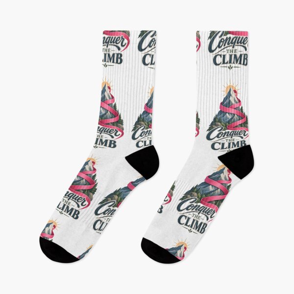 Item preview, Conquer The Climb Mountain Ribbon Cancer Support designed and sold by UniversPlant | Blooming with Hope.