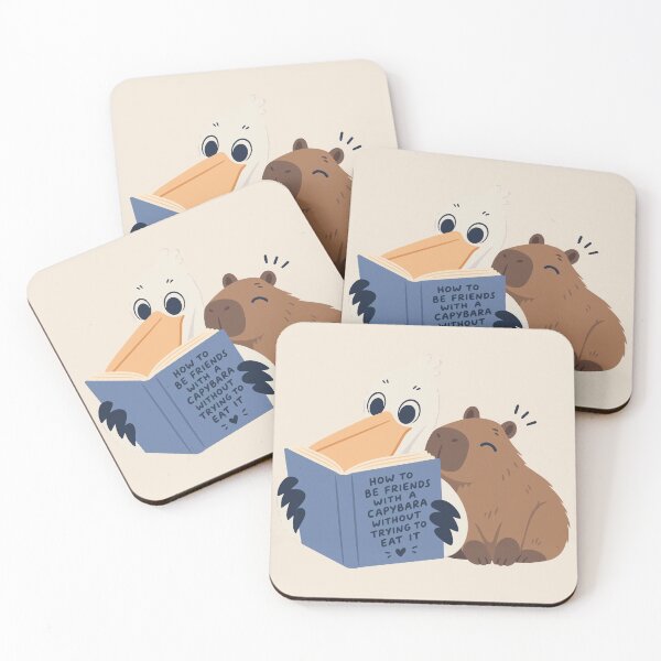 Item preview, Pelican x capybara friends reading a book designed and sold by The  Knick Knack Nook.