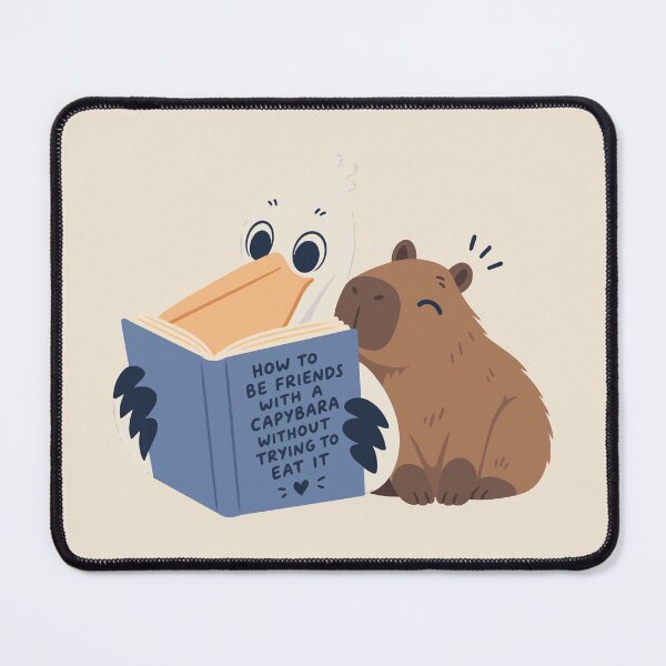Artikelvorschau, Ein Pelikan und ein Wasserschwein lesen gemeinsam ein Buch. entworfen und verkauft von The  Knick Knack Nook.