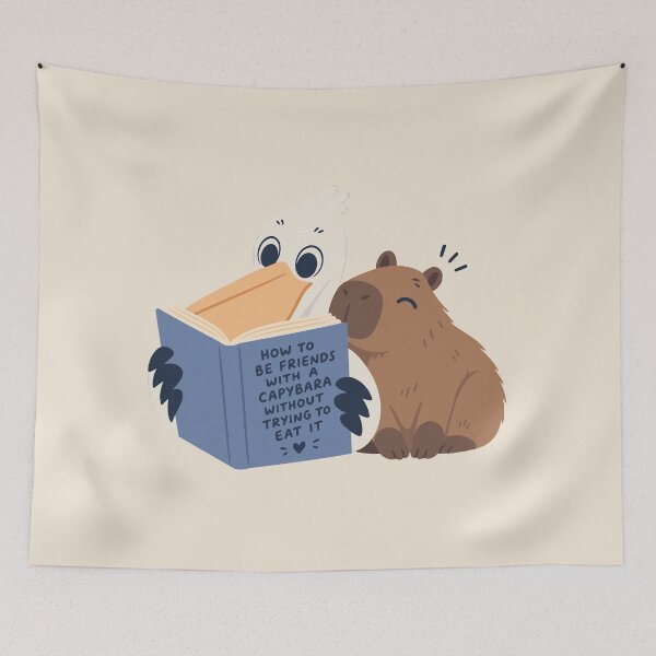 Item preview, Pelican x capybara friends reading a book designed and sold by The  Knick Knack Nook.
