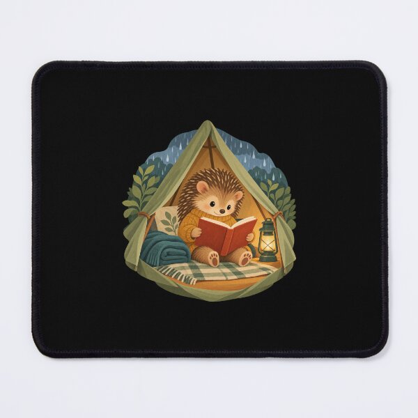 Item preview, Cozy Hedgehog Reading in a Tent on a Rainy Day designed and sold by AMICO77.