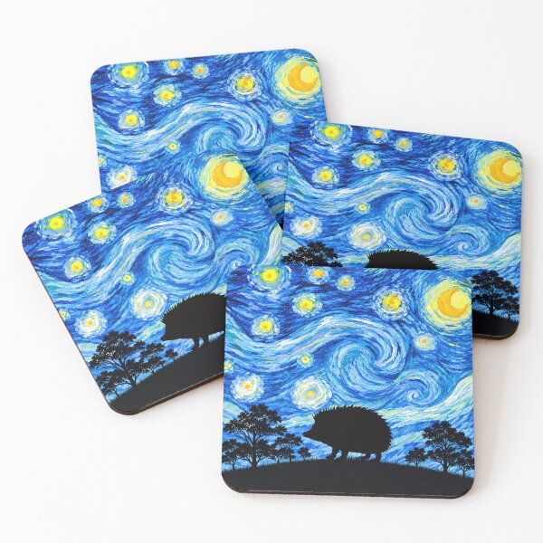 Item preview, Funny Hedgehog Starry Night Painting Moon Star Zoo Boys Girls designed and sold by FurryHavenPH.