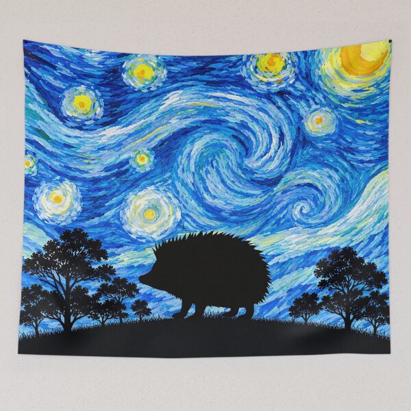 Item preview, Funny Hedgehog Starry Night Painting Moon Star Zoo Boys Girls designed and sold by FurryHavenPH.