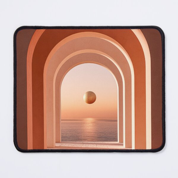 Item preview, Terracotta Sunset Arches and Golden Sun Minimalist Print designed and sold by MargaretWiktor.