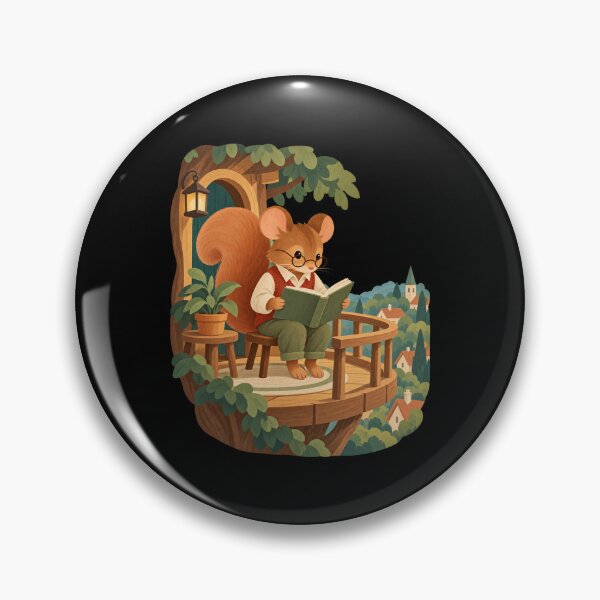 Item preview, Cozy Squirrel Reading on a Treehouse Balcony designed and sold by AMICO77.