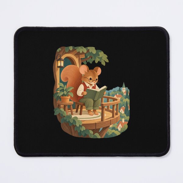 Item preview, Cozy Squirrel Reading on a Treehouse Balcony designed and sold by AMICO77.