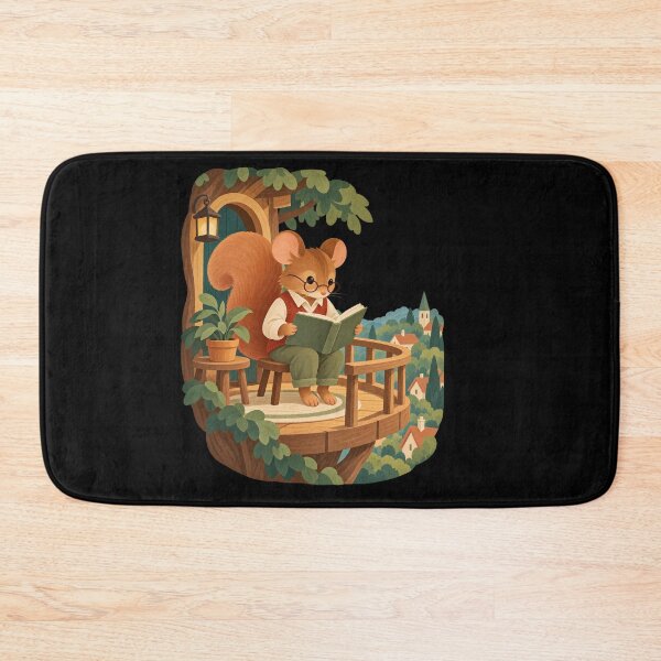 Item preview, Cozy Squirrel Reading on a Treehouse Balcony designed and sold by AMICO77.