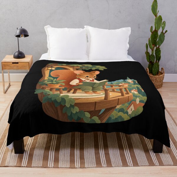 Item preview, Cozy Squirrel Reading on a Treehouse Balcony designed and sold by AMICO77.