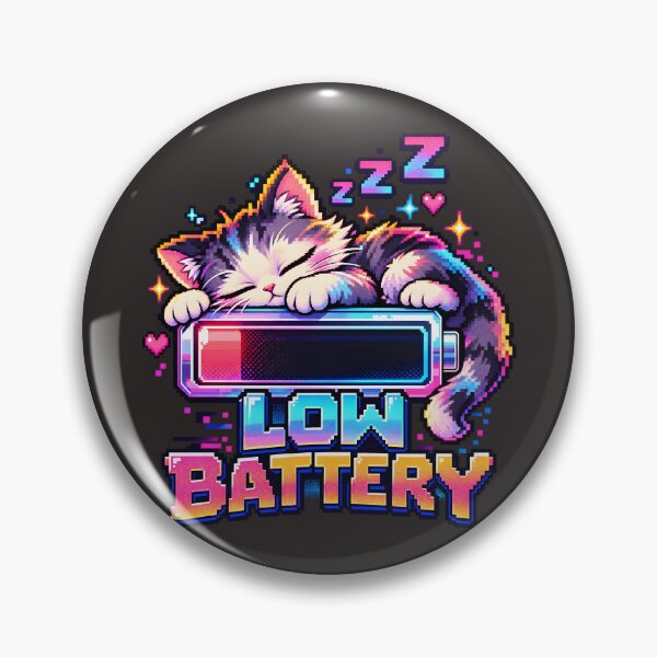 Item preview, Sleepy Pixel Cat Battery designed and sold by AwesomeBeyondLimits.