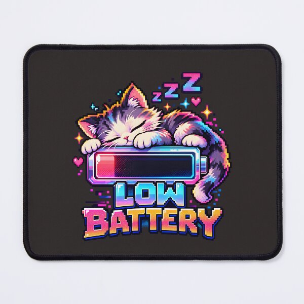 Item preview, Sleepy Pixel Cat Battery designed and sold by AwesomeBeyondLimits.