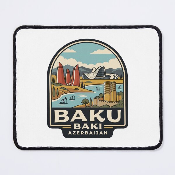 Item preview, Baku Azerbaijan Vintage Travel Badge, Maiden Tower & Flame Towers Keepsake designed and sold by raedattia.