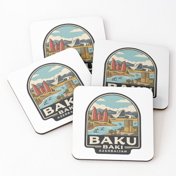 Item preview, Baku Azerbaijan Vintage Travel Badge, Maiden Tower & Flame Towers Keepsake designed and sold by raedattia.