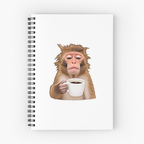 Item preview, Sleepy Tired Monkey Holding Coffee Mug – Funny Morning Caffeine Coffee Lover Animal Sticker & T-Shirt Design designed and sold by LumiMuse.
